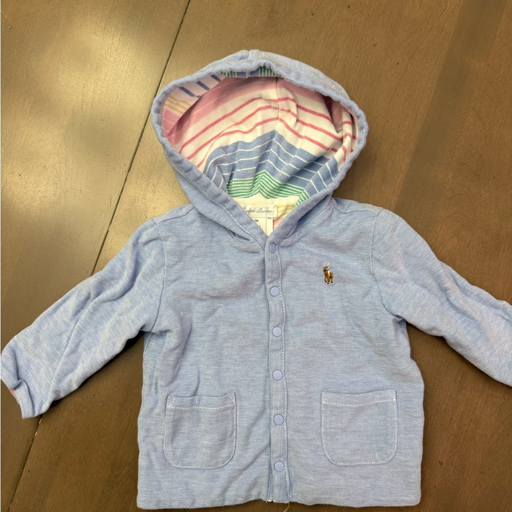 Ralph Lauren Blue Kids Hoodie with Striped Hood